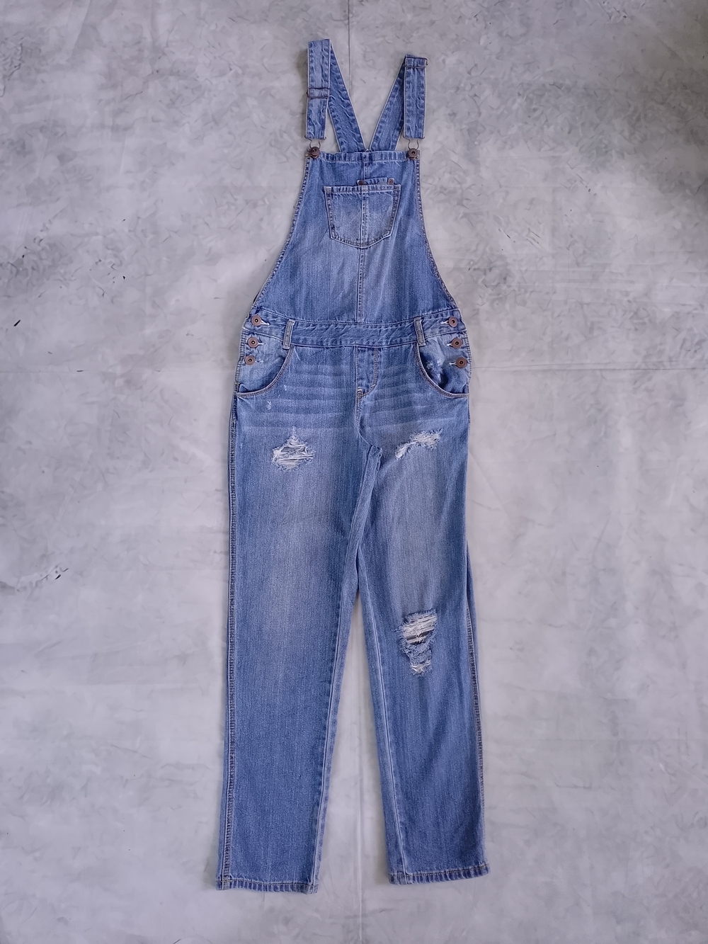 American Rag Light Blue Denim Overalls for Women Casual Distressed Jeans